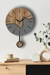 Väggklocka Wallity Valnöt Grå MDF Ø 39 cm 34x48 cm - Väggklockor - 8684283826360 - 3
