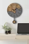 Väggklocka Wallity Valnöt Grå MDF Ø 39 cm 34x48 cm - Väggklockor - 8684283826360 - 4