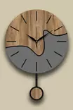 Väggklocka Wallity Valnöt Grå MDF Ø 39 cm 34x48 cm - Väggklockor - 8684283826360 - 5