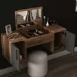 Sminkbord Hanah Home Mercan Ljus Valnöt Antracit Spånskiva 100x74,1x35,5 cm - Toalettbord - 8684282529170 - 4
