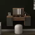 Sminkbord Hanah Home Mercan Ljus Valnöt Antracit Spånskiva 100x74,1x35,5 cm - Toalettbord - 8684282529170 - 2