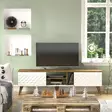 TV-bänk Hanah Home Egg Vit Valnöt Spånskiva 180x53x35 cm - TV-bänkar - 8681875507720 - 3