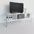 TV-bänk Hanah Home TV400 Vit Spånskiva Härdat Glas 120x45x35 cm - TV-bänkar - 8681875986310 - 2