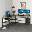 Skrivbord Hanah Home Greta Matte Svart Spånskiva 180x74x60 cm - Skrivbord - 8684282258490 - 2