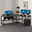 Skrivbord Hanah Home Greta Matte Svart Spånskiva 180x74x60 cm - Skrivbord - 8684282258490 - 3