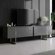TV-bänk Hanah Home Luxe Antracit Guld Spånskiva 180x30x50 cm - TV-bänkar - 8683743790920 - 2
