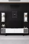 TV-bänk Hanah Home Chrome Line Vit Svart Spånskiva 180x30x48 cm - TV-bänkar - 8683742126140 - 3