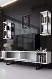 TV-bänk Hanah Home Chrome Line Vit Svart Spånskiva 180x30x48 cm - TV-bänkar - 8683742126140 - 4