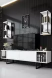 TV-bänk Hanah Home Chrome Line Vit Svart Spånskiva 180x30x48 cm - TV-bänkar - 8683742126140 - 2