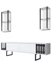 TV-bänk Hanah Home Chrome Line Vit Svart Spånskiva 180x30x48 cm - TV-bänkar - 8683742126140 - 1