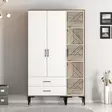 Garderob Hanah Home Kumsal PT Valnöt Vit Spånskiva 120x47,5x201,4 cm - Garderober - 8684282089230 - 3