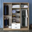 Garderob Hanah Home BA115 Valnöt Vit Spånskiva 180x190,8x47,3 cm - Garderober - 8683743323760 - 4