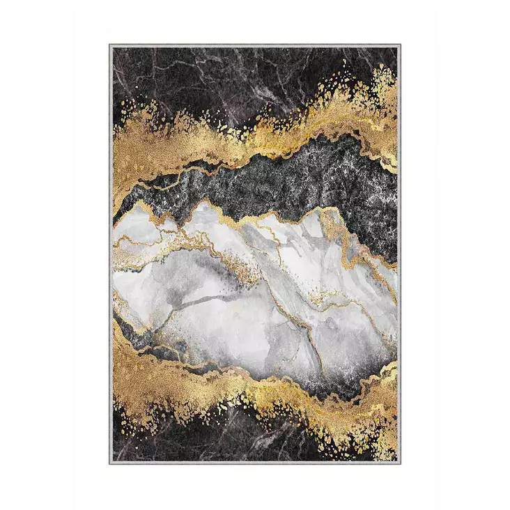 Matta Conceptum Hmnt433 Vit Grå Guld Svart Polyester 160x230 cm - Stora och medelstora mattor - 8683742605720 - 1