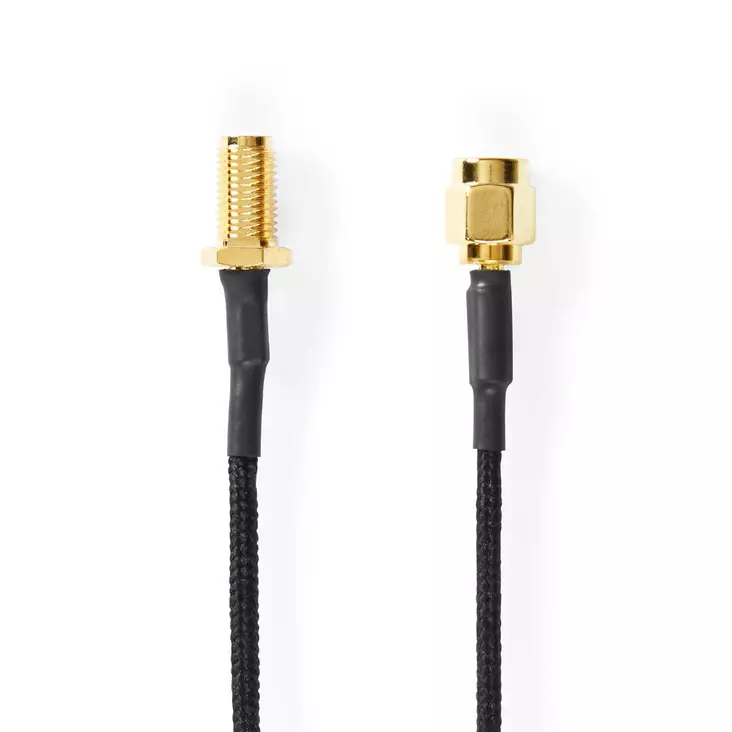 Antennkabel | SMA Hona | SMA Hane | Guldplaterad | 50 Ohm | Enskaligt skydd | 0.50 m | Rund | Flätad | Svart | Plastpåse - Antennkablar - 5412810333950 - 1