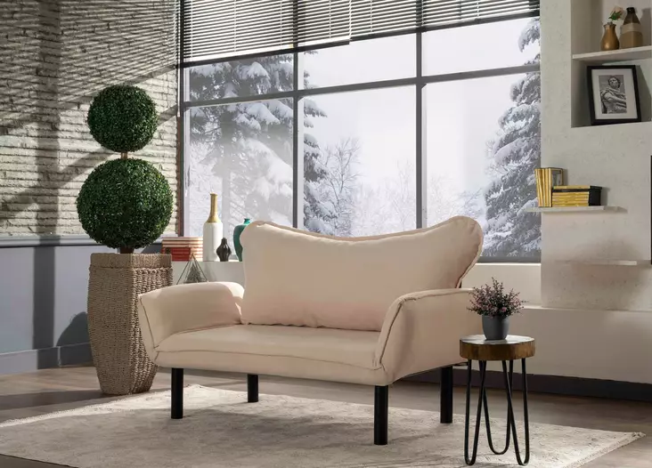 2-sits bäddsoffa Atelier del Sofa Chatto Cream Bomullspolyester 150x75x70 cm - Bäddsoffor - 8681875569520 - 1