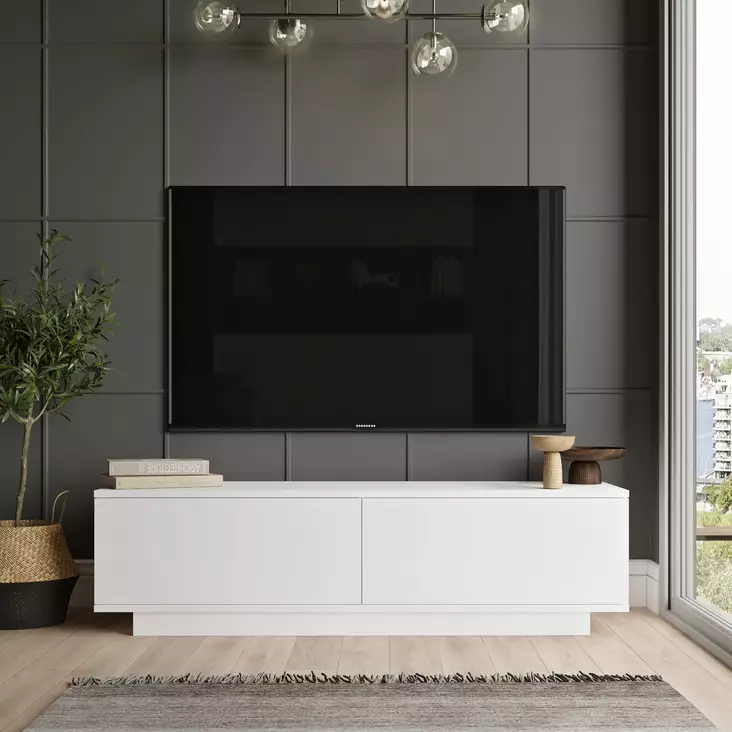 TV-bänk Hanah Home Fn1-W Vit Spånskiva 140x38,2x35,5 cm - TV-bänkar - 8683342403870 - 1