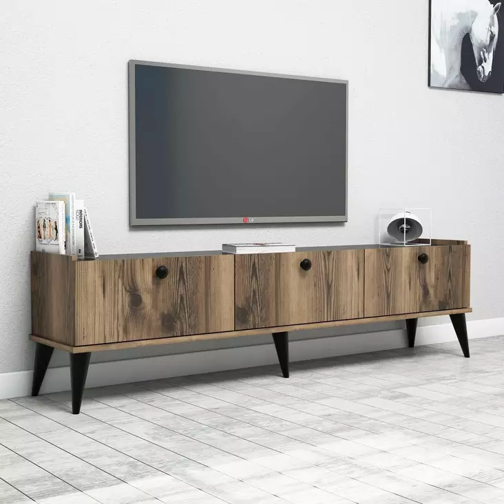 TV-bänk Hanah Home Lidya Valnöt Marmormönster Spånskiva 180x49x35 cm - TV-bänkar - 8681875807660 - 1