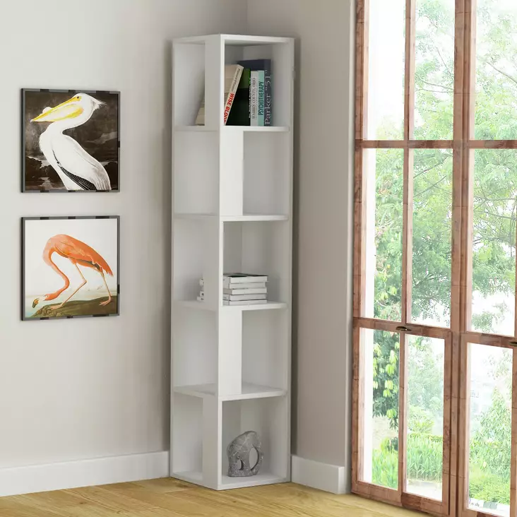 Bokhylla Hanah Home Piano Vit Spånskiva 34x161x34 cm - Bokhyllor - 8681875276350 - 1