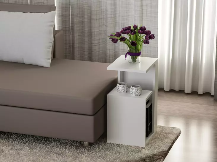 Sidobord Hanah Home Sister Vit Spånskiva 35x60x29,5 cm - Sidobord och extrabord - 8681181428900 - 1