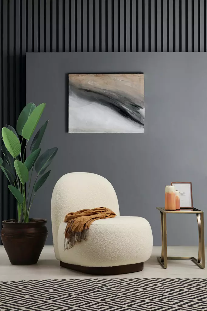 Öronlappsfåtölj Atelier del Sofa Bouclet Vit Polyester 85x74x75 cm - Fåtöljer - 8683342766760 - 1