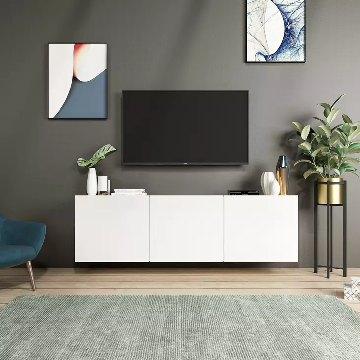 TV-bänk Hanah Home White Vit Spånskiva 150x44x31 cm - TV-bänkar - 8682870286610 - 1
