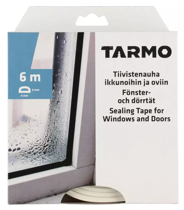 Ikkunatiiviste D-profiili valkoinen 6m - Fönster- och dörrtätningar - 6410413239210 - 1