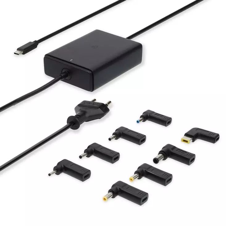 Notebook Adapter | GaN | 100 W | 5 / 9 / 12 / 15 / 20 V DC | 3.0 / 5.0 A | Apparat: Notebook / Smartphone / Tablet | Euro / Typ-C (CEE 7/16) - Allmänna strömförsörjningar och adaptrar - 5412810441150 - 1
