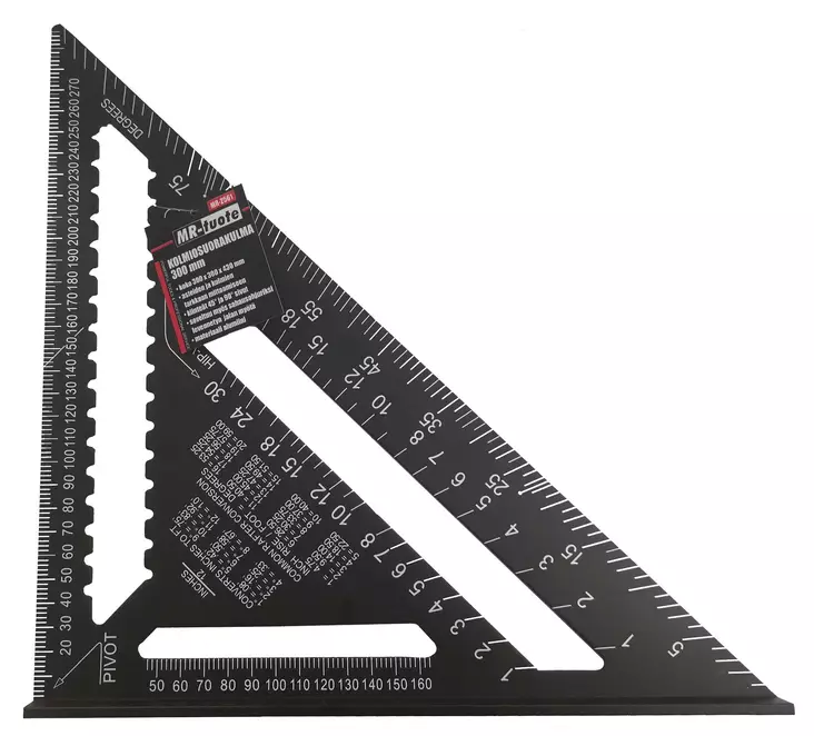 Kolmiosuorakulma 300 mm - Mått och vattenpass - 6430074693800 - 1