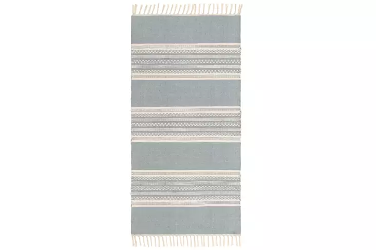 Puuvillamatto 70 x 200 hapsuilla sininen - Små mattor och gångmattor - 6410413010390 - 1