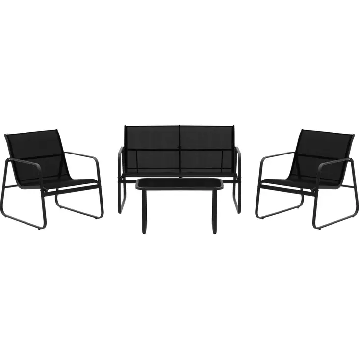 Vardagsgrupp Kiira 4-delar svart - Trädgårdsstolar och soffor - 6410416338460 - 1