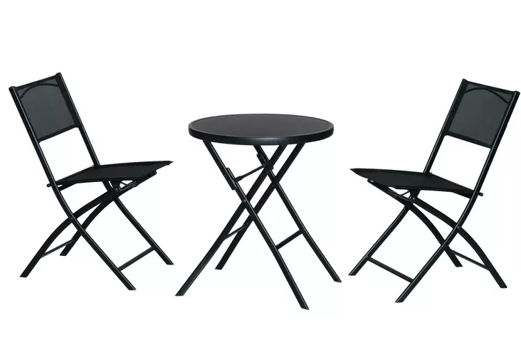 Parveke setti kokoontoittuva musta - Trädgårdsmöbler och terrassmöbler - 6410412869920 - 1