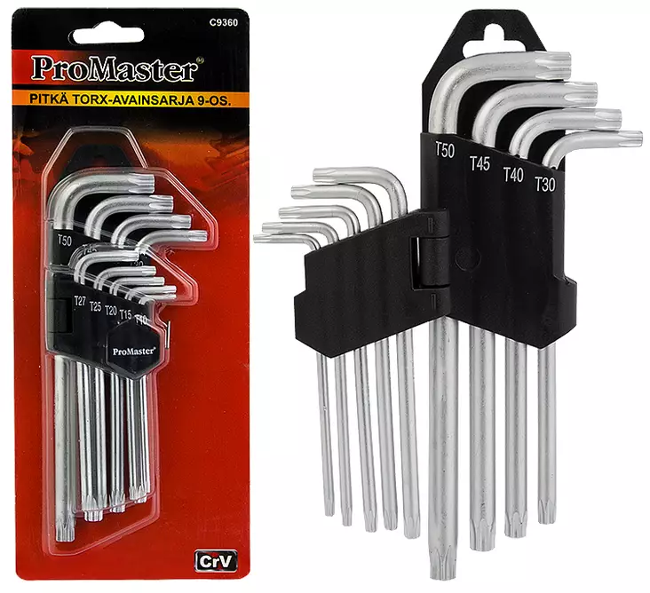 Torx-sats lång 9 delar - Fastnycklar och vridverktyg - 6420286893600 - 1