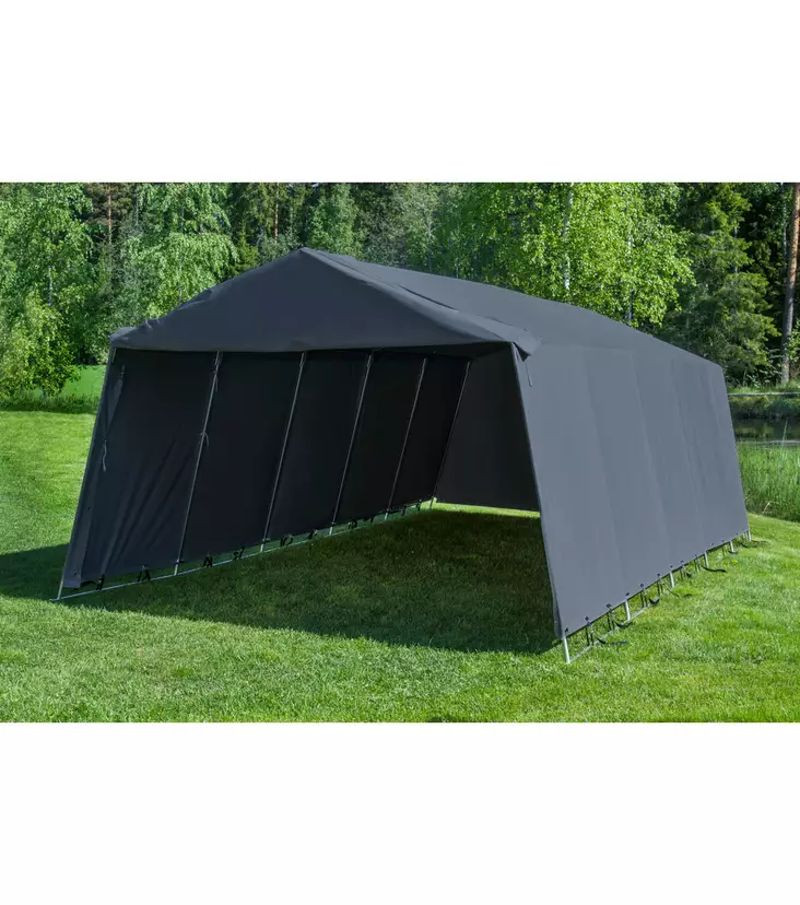 Pressutalli 7 x 3,4 m Prohall ulkona kuvattuna - Presenningstält och hallar - 6438014166520 - 1