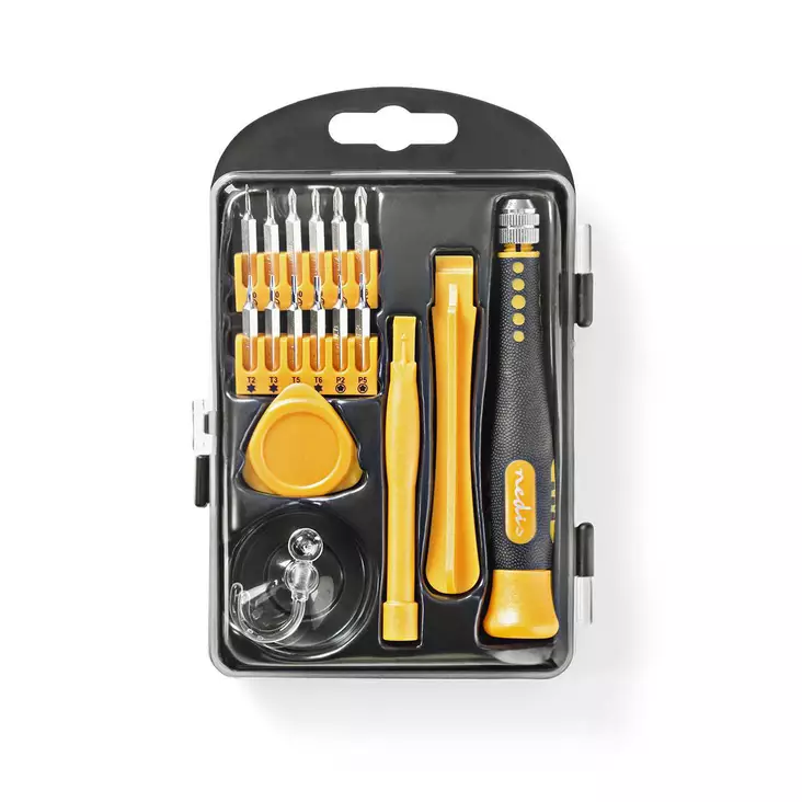 Phone/tablet repair set | 17-in-1 | Läsplatta / PC / Smartphone | ABS / Metall | Philips bits | Slitsade bits | Pentalobe-bits | Tri-wing-bits - Handverktyg - 5412810287420 - 1
