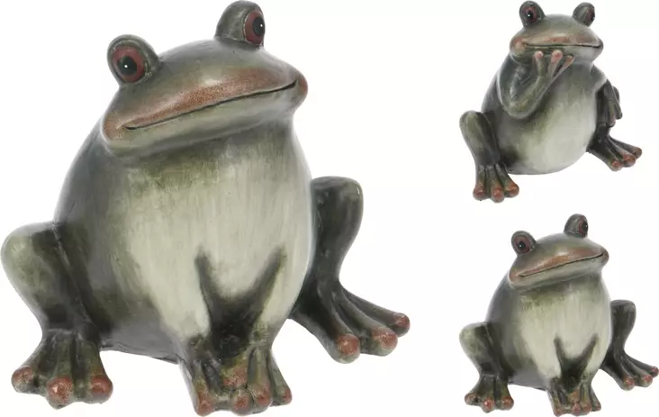 Terrakotta Grodstaty, 22,5 cm - Grönt Skimmer i Trädgården - Trädgårdsdekorationer - 8720573959490 - 1