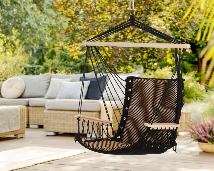 Riippuistuin musta k=C3=A4sinojilla 4Living - Trädgårdsgungor och hängstolar - 6410416253770 - 1