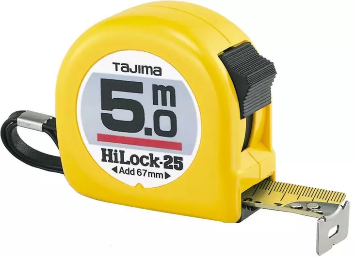 Rullamitta 5 m x 25 mm Tajima HiLock - Mått och vattenpass - 4975364011350 - 1