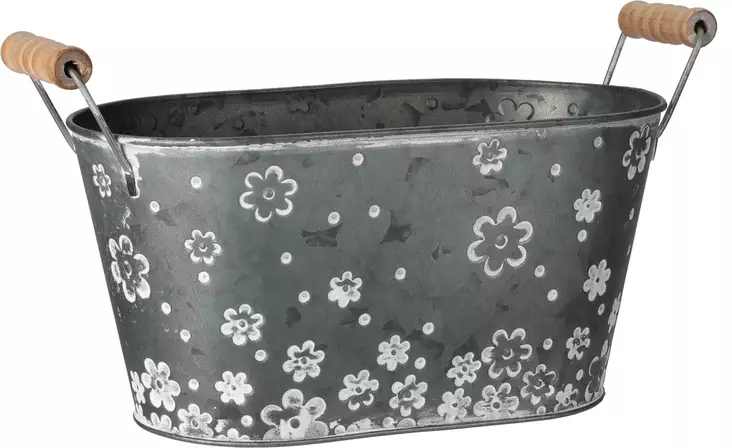 Kruka Oval Zink Daisy - Stilfull och Hållbar - Krukor - 8720573496230 - 1