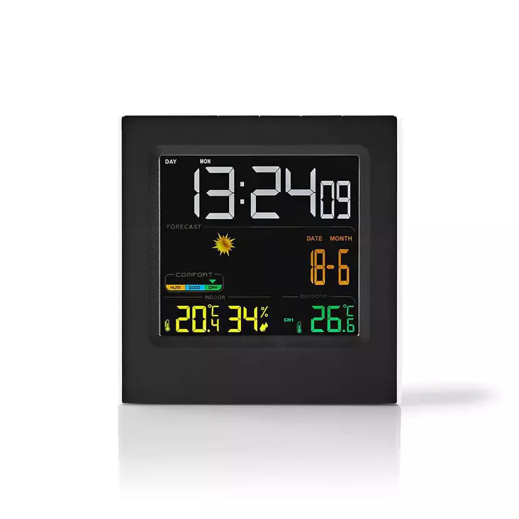 Väderstation | Inomhus & utomhus | Inklusive trådlös vädersensor | Väderprognos | Tidsdisplay | LED | Alarmklockfunktion - Termometrar och väderstationer - 5412810271900 - 1