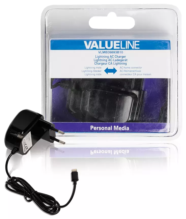 Laddare 1-utgång 2.4A 2.4A Apple Lightning Svart - Nätladdare - VLMB39893B10 - 1