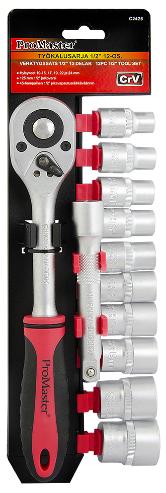 Verktygssats 1/2" 12-delar - Hylsor och adaptrar - 6420286824260 - 1