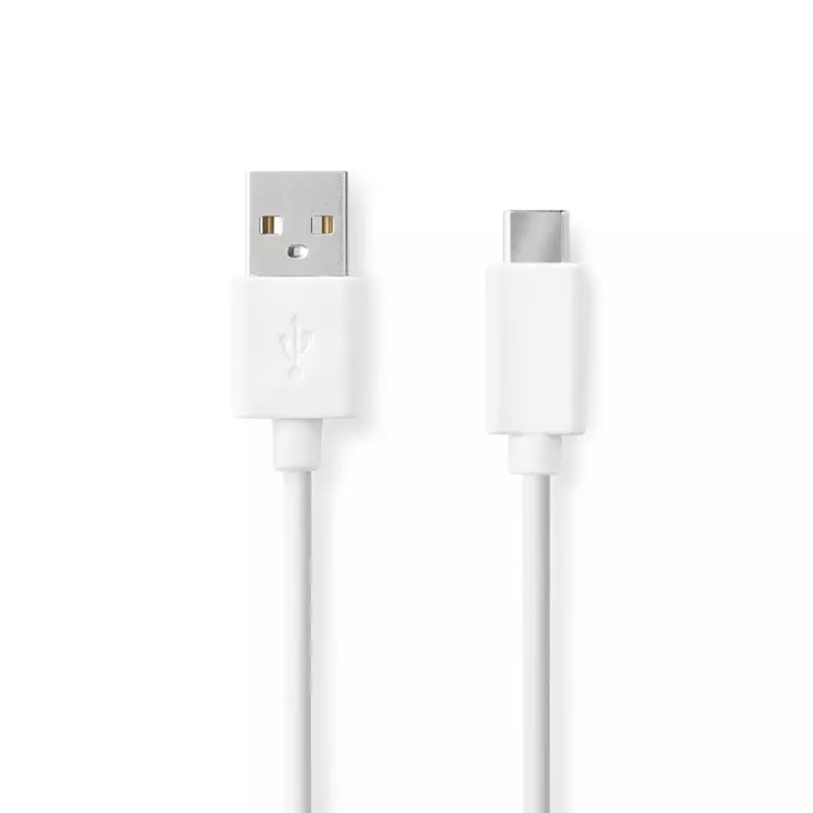 USB-kabel | USB 2.0 | USB-A Hane | USB-C Hane | 60 W | 480 Mbps | Nickelplaterad | 2.00 m | Rund | PVC | Vit | Låda - Dator och nätverk - 5412810401390 - 1