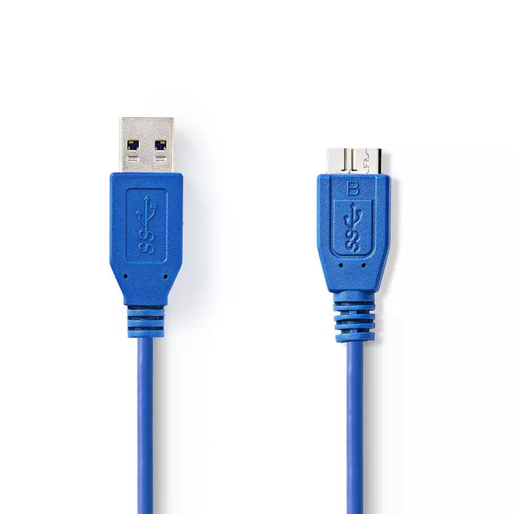 USB-kabel | USB 3.2 Gen 1 | USB-A Hane | USB Micro-B Hane | 5 Gbps | Nickelplaterad | 5.00 m | Rund | PVC | Blå | Kuvert - Dator och nätverk - 5412810275250 - 1