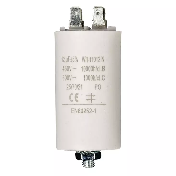 Kondensator | 12 uF | 450 V | Faston | 1 st. - Reservdelar - 5412810477180 - 10