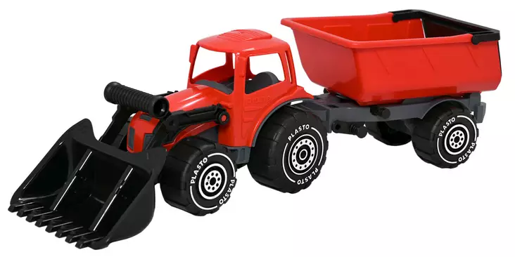 Plasto Bucket traktor och släpvagn 56,5 cm röd - Traktorer och arbetsmaskiner - 6410310116720 - 1