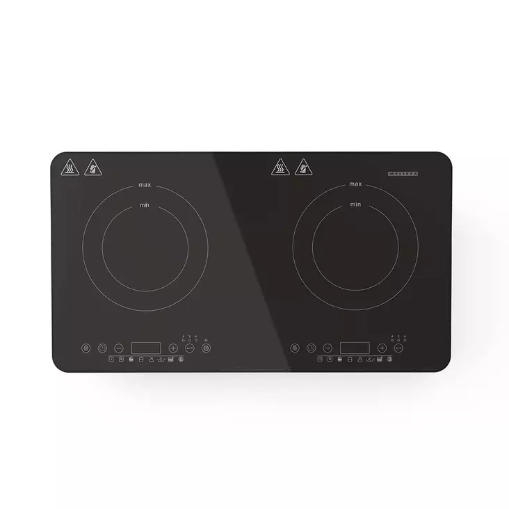 Dubbel induktionshäll | 3500 W | 10 effektnivåer | 8 förinställningar | Timerfunktion | Boostfunktion | LCD-display | Överhettningsskydd | Barnlås | Svart - Nedis produkter - 8711902093350 - 1