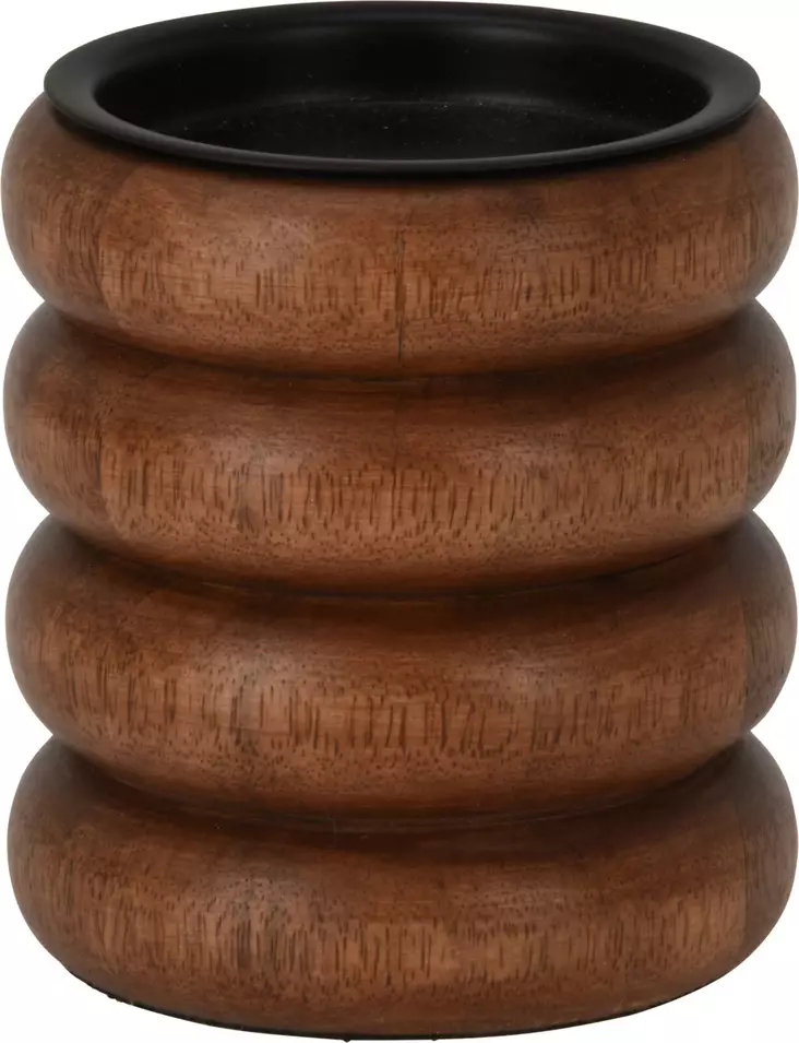 Mango Trä Ljusstake 11cm Nötbrun Modern Inredningselement Naturlig Elegans - Ljus och lyktor - 8720573752510 - 1