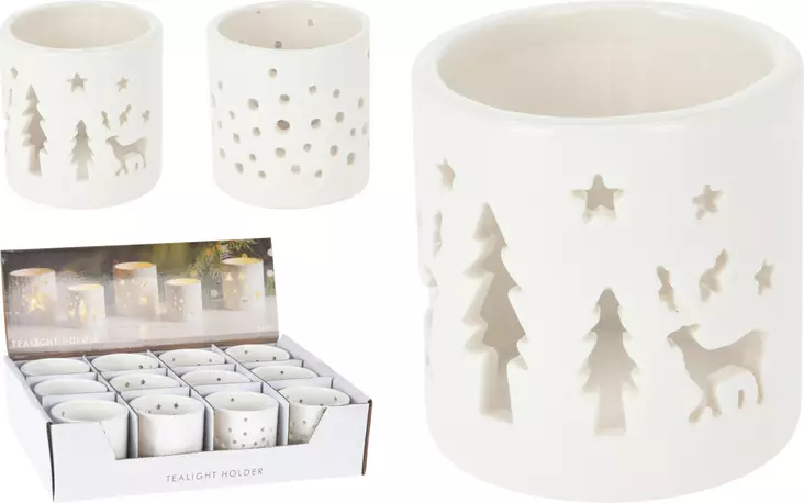 Vit porslinslykta 6 cm – vinterlig dekorativ ljushållare för hemmets stämning - Ljus och lyktor - 8720573807630 - 1