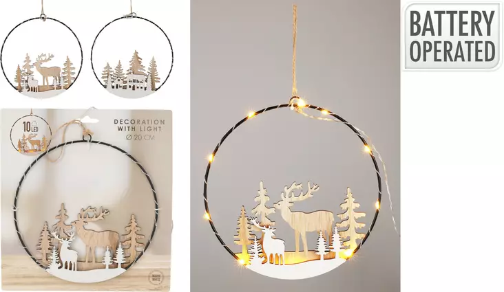 LED-ljusring 20 cm – Batteridriven hängande trädekoration med varmt vitt ljus - Julbelysning - 8721037124850 - 1