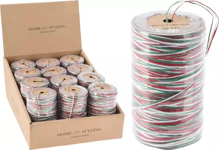 Julens Dekorationssnöre 100 m – Röd, Grön och Vit Presentsnöre för Pyssel och Inredning - Förpackning och paketering - 8721037177740 - 1